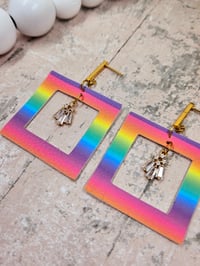 Image 3 of Rainbow Jewel Frame Earrings