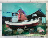 Image 2 of Painting / maleri / "ISLANDS BRYGGE – Malerdrømme og tankestreger – Nokken II" / 60x80 cm