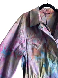 Image 7 of XS Cotton Twill Utility Jacket in Pastel Watercolor Ice Dye