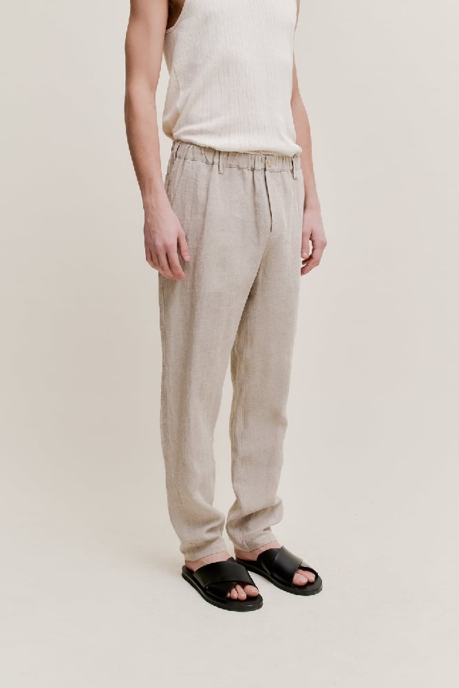 Image of A KIND OF GUISE ELASTIC WIDE PANT BEACH LINEN