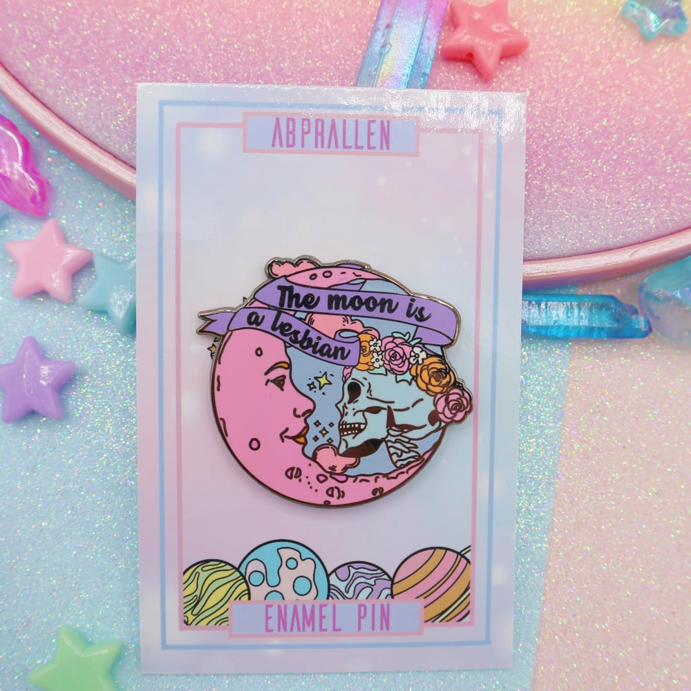 Image of The Moon Is A Lesbian Enamel Pin