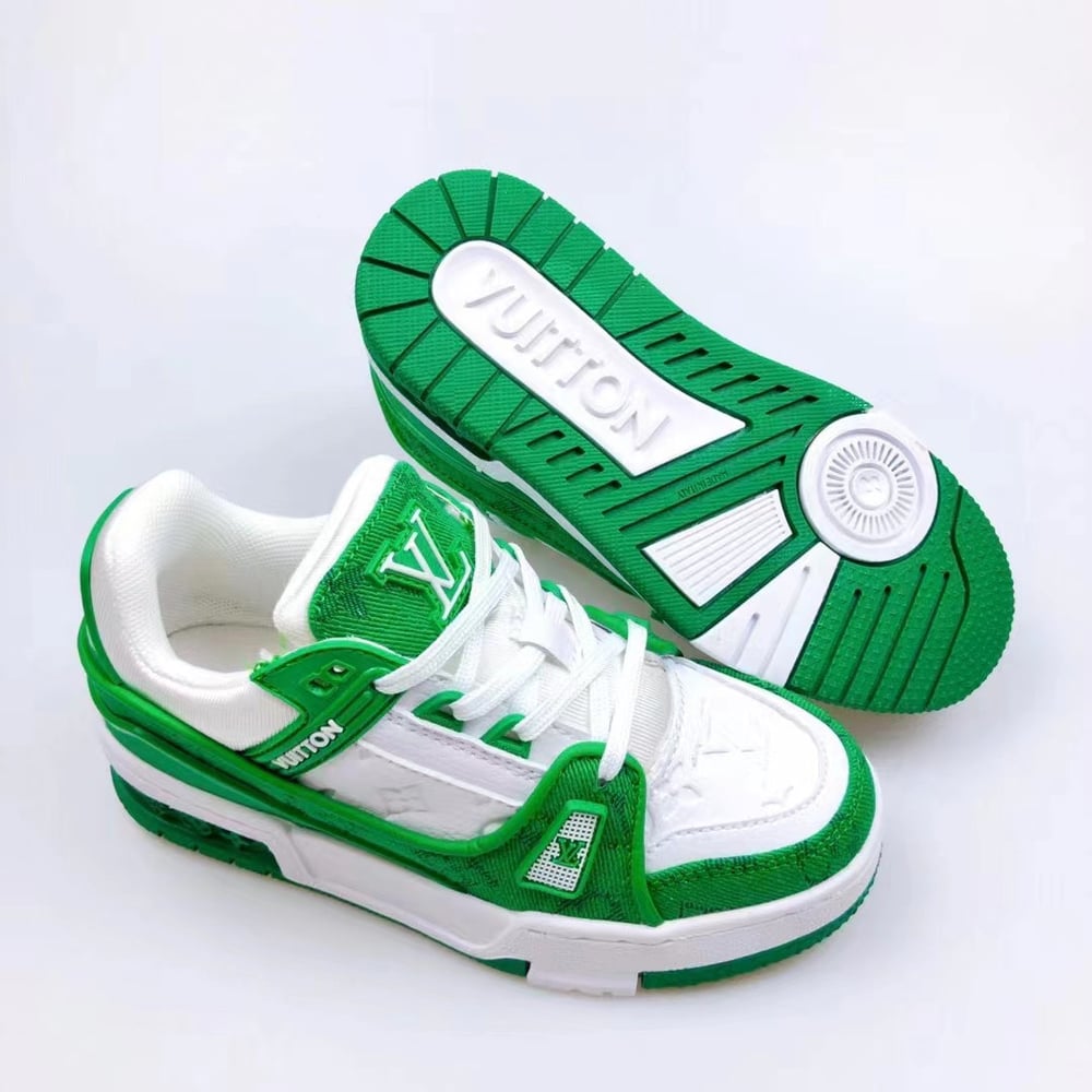 vuitton shoes green and white