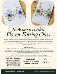 Image 1 of Pre-Recorded Flower Earring Making Class