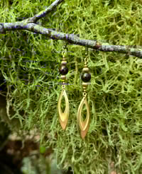 Image 2 of Garnet and Brass Charm Earrings 