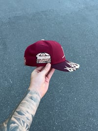 Image 2 of TAN BRIM TRI TONE MAROON TAMPA BAY DEVIL RAYS CUSTOM FITTED CAP