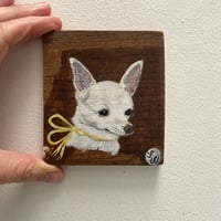 Image 5 of Original painting on wood -chihuahua with a yellow ribbon