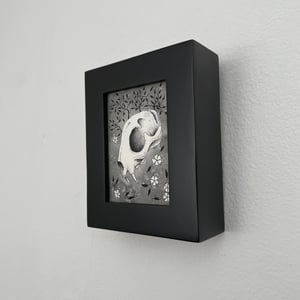 Original Ink And Watercolor Cat Skull Two In Frame