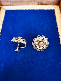 Image 2 of 1960s Delicate Gold Tone Floral Screw Back Earrings