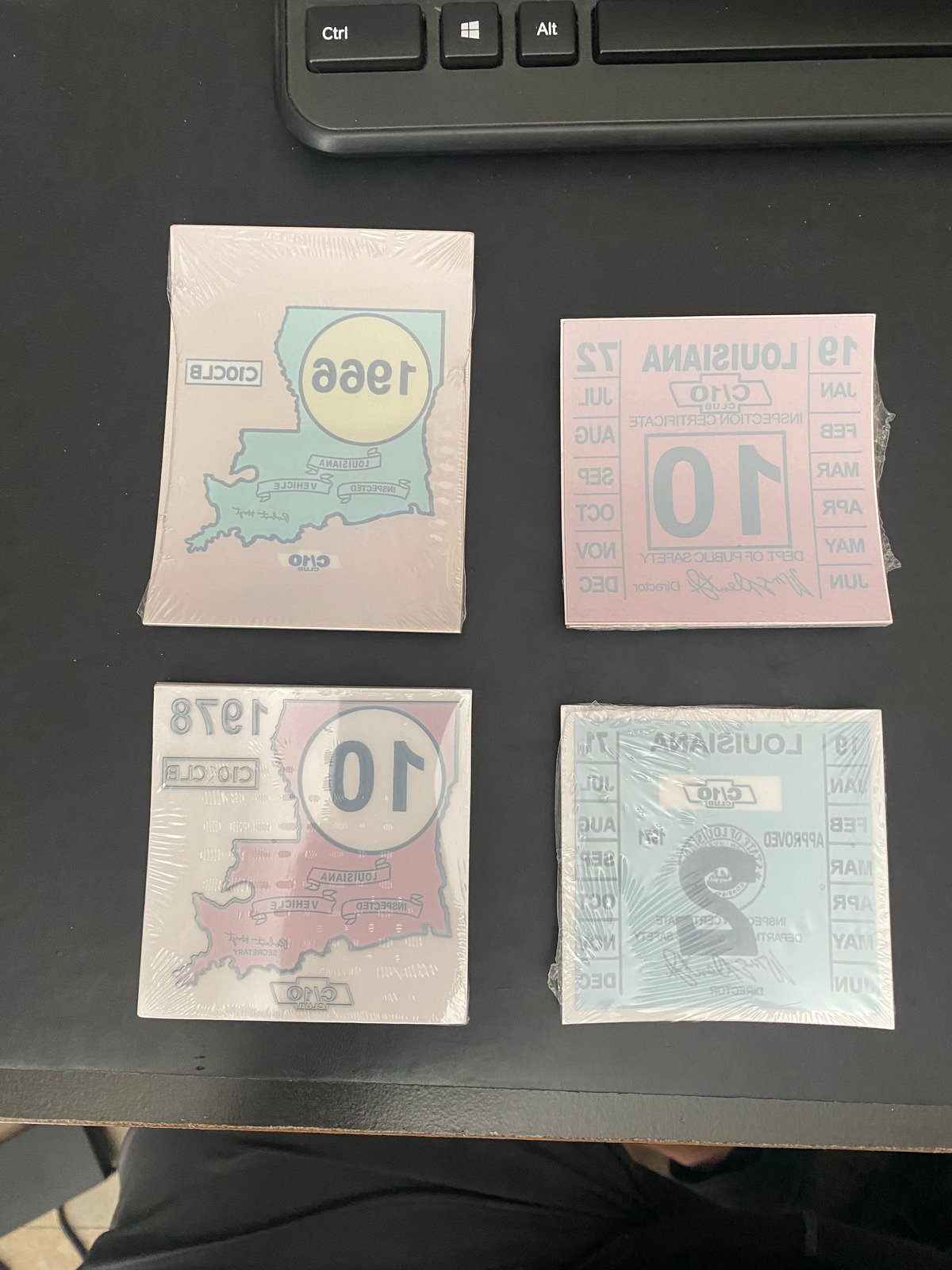 Old style state inspection stickers / C/10 Club Louisiana