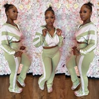 green / white combo legging set