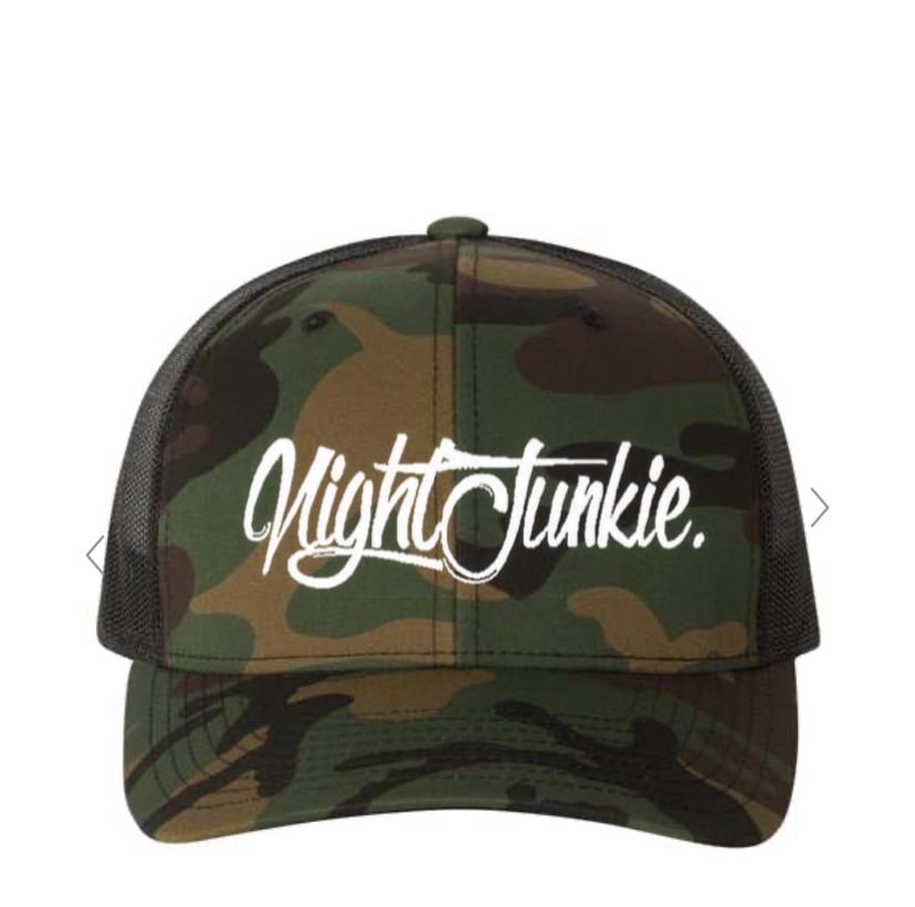 Image of Nightjunkie Camo trucker hat 