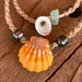 Image of Hawaiian sunrise shell necklace with Tahitian pearls 16 inch