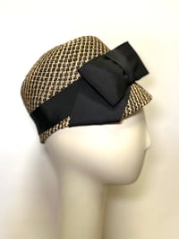 Image 3 of Black & tan straw cap w bow 