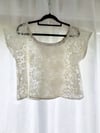 Size 18 Cream Vintage Lace Cropped T Top with Free Postage 
