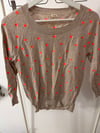  j.Crew cream sweater neon orange polkadot