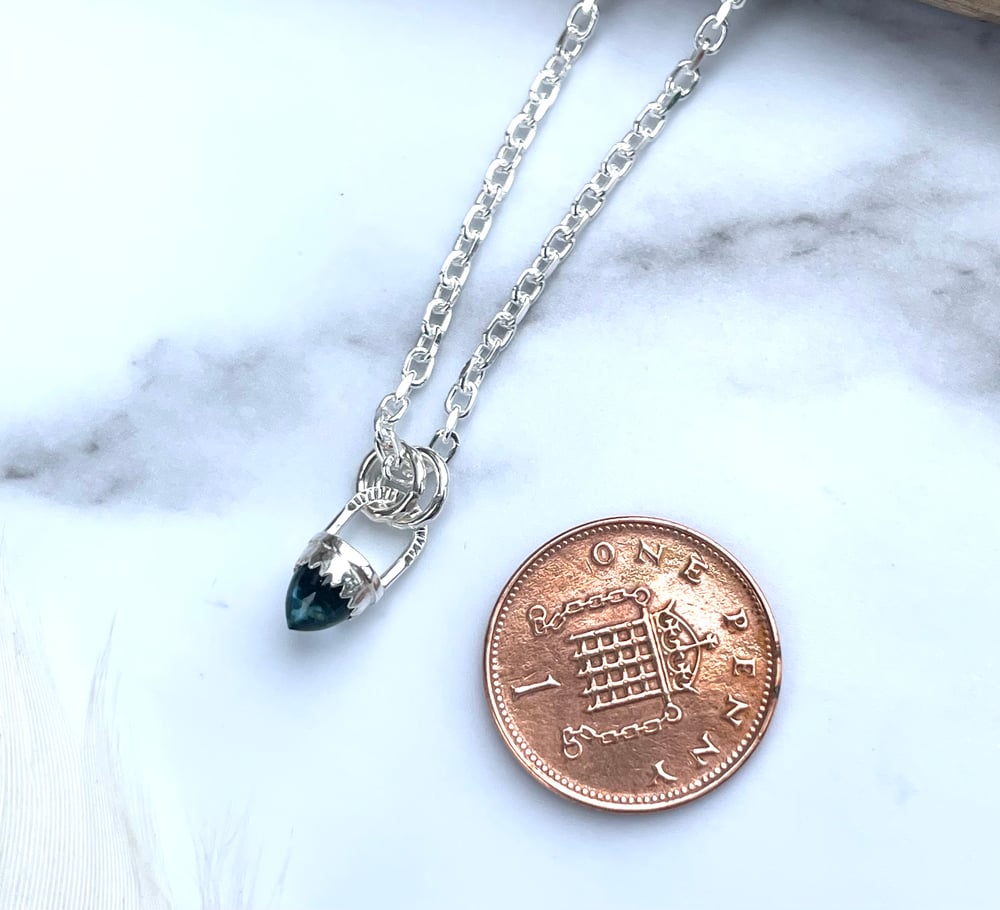 Handmade Sterling Silver Blue Topaz Bullet Point Pendant