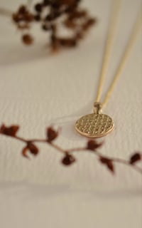 Image 2 of 9ct yellow gold  geometric pendant necklace with diamond cut chain - Woven geometry collection