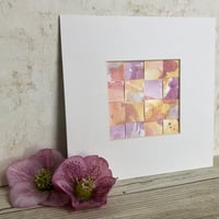 Image 2 of Woven Water Color, Peachy Pinks & Lilac, Purples ~ 6x6 Inch Mat 