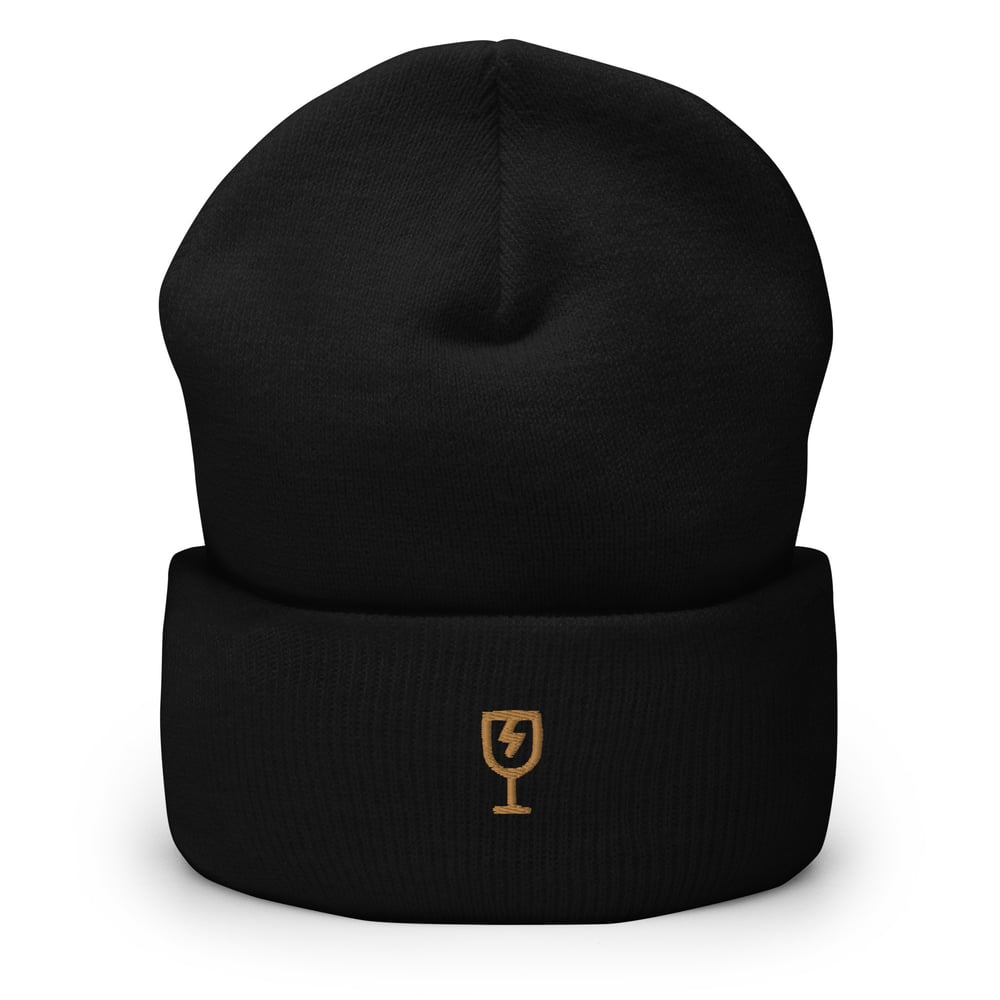Image of Gold Embroidered Cuffed Beanie