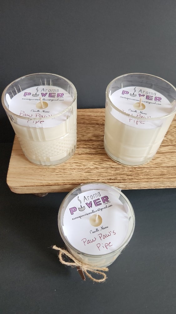 Image of Paw Paw's Pipe Candle in Reusable Whiskey Rocks Glass