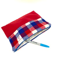 Image 3 of Red White & Blue Harris Tweed Waxed Cotton Zip Bag