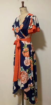 Image 4 of Colour block floral wrap dress