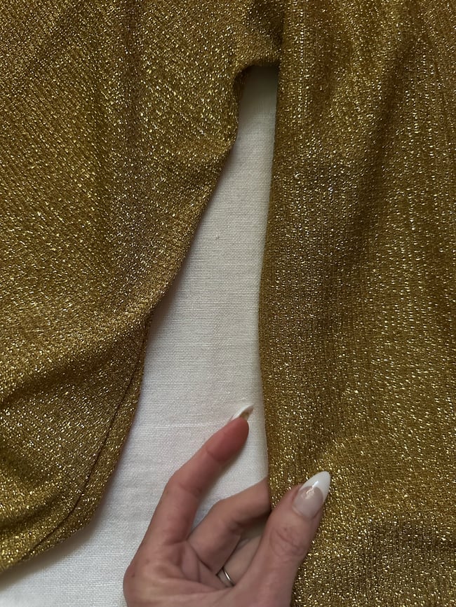 early 70s golden lurex blouse with massive poet sleeves