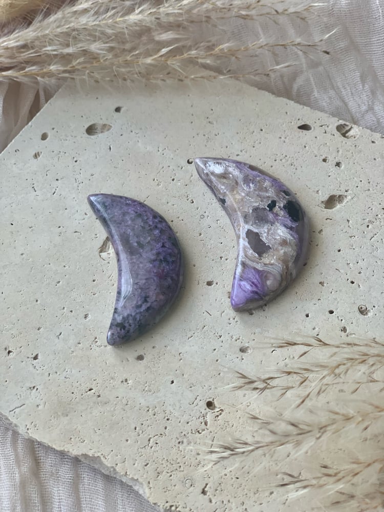 Image of Charoite Moon Carvings