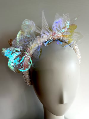 Image of White sequin headband w butterflies