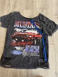 Medium mustang off shoulder lace destroyed