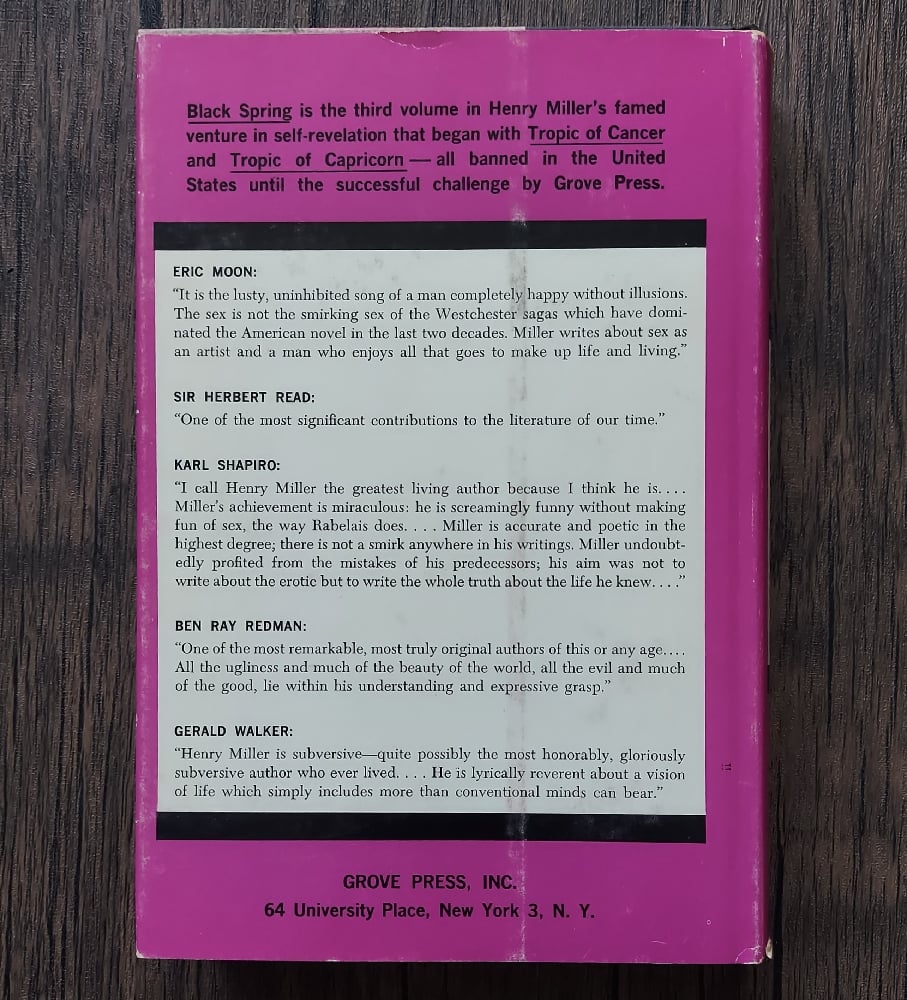 Black Spring, by Henry Miller.