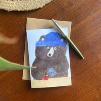 Image 1 of Greetings card -Blue beanie bear