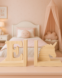 Image 1 of Initial and Unicorn Bookends