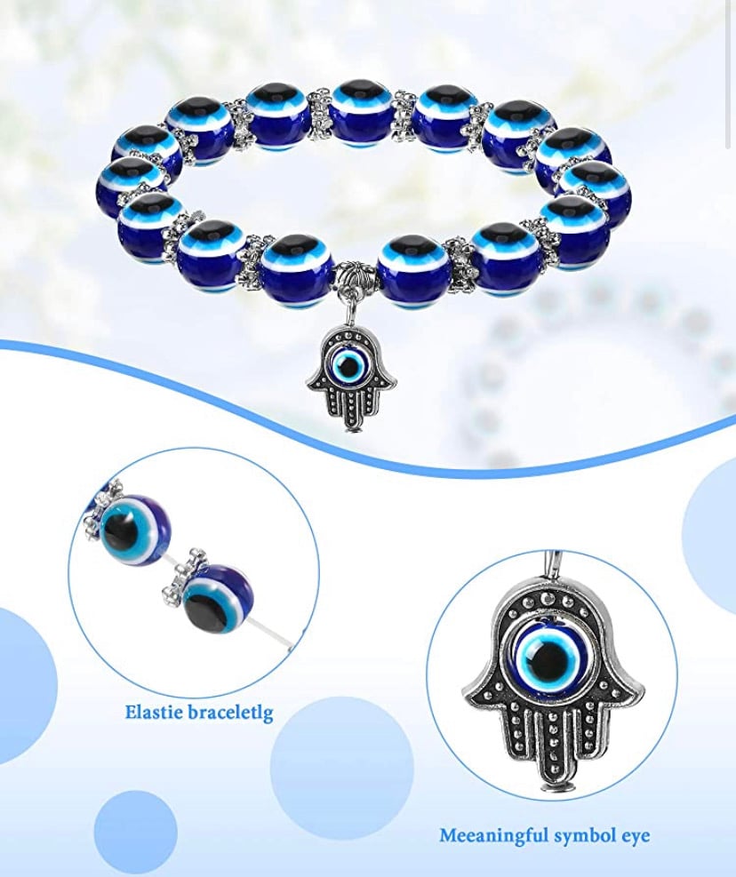 Image of Blue Evil Eye Bracelet for Protection 8mm 10mm