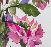 Image 2 of Dahlias and sweet pea original watercolour 