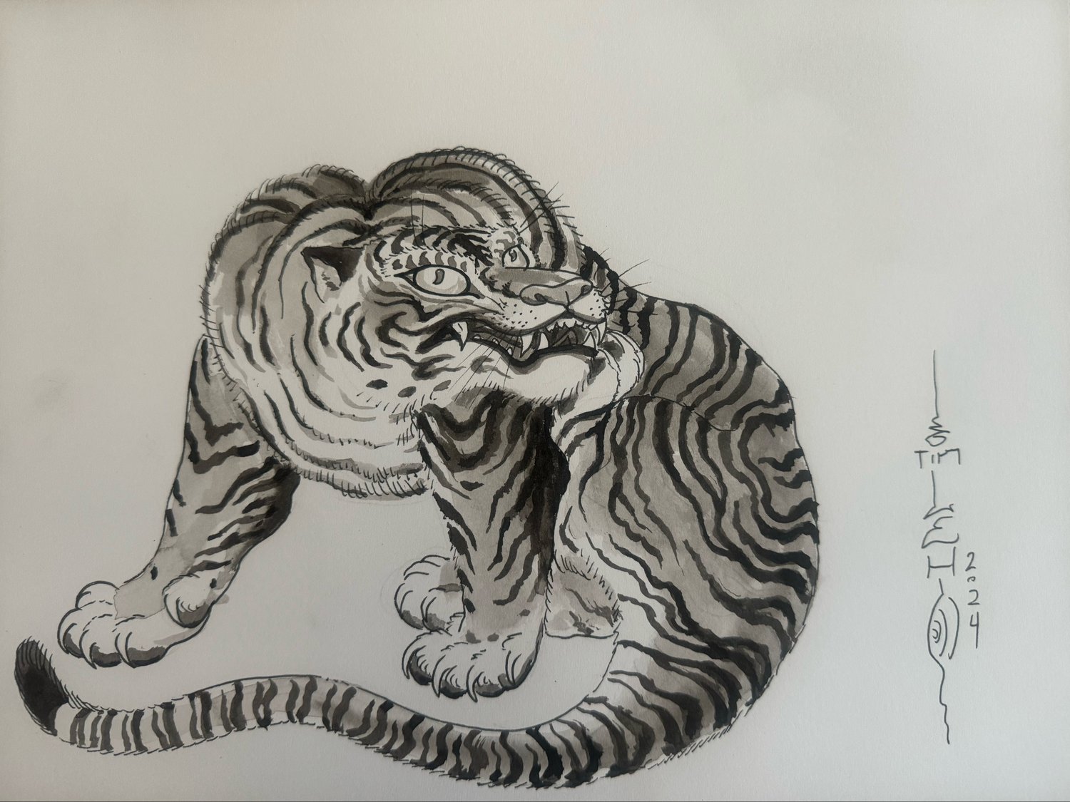 Image of Original Tim Lehi "Tiger Book Art 69" Illustration