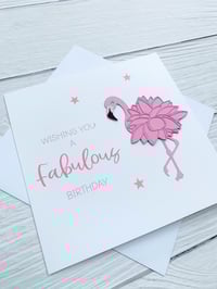 Image 3 of Handmade Flamingo Card - Fun and Colorful Birthday Card for Flamingo Lovers