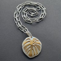 Image 1 of Reversible Silver Monstera Leaf Pendant