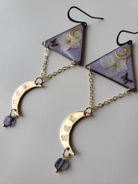 Image 2 of Magical Butterfly Crescent Moon Earrings 