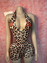 Image 1 of Leopard Print Backless Romper