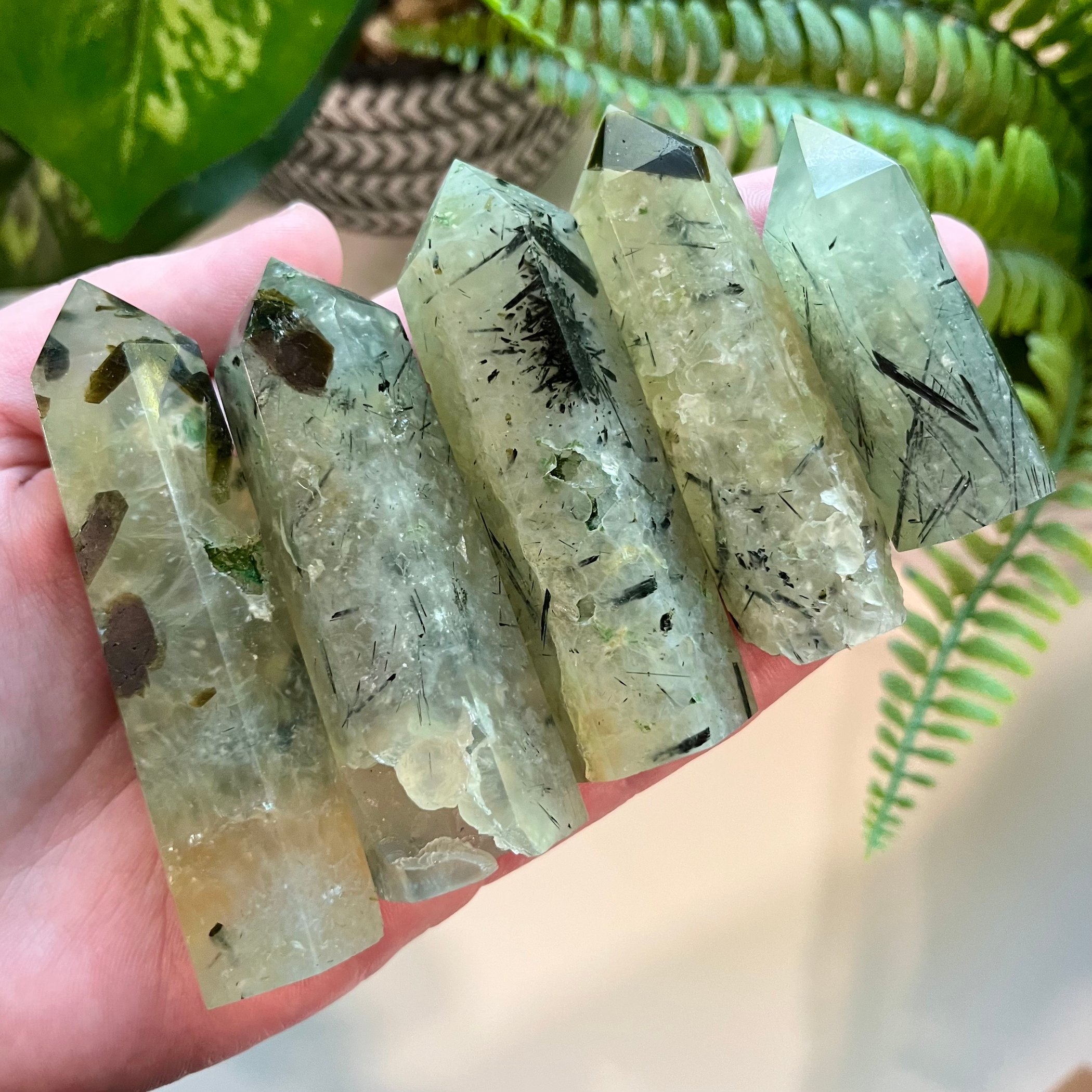 Prehnite with Epidote Tower | Over the Moon Magic