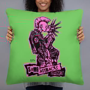 Image of PUNKS SAME green/pink Basic Pillow