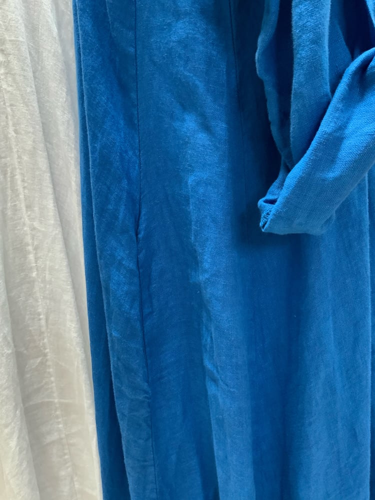 Image of Robe En Lin Alizé Bleu Roi Longue 