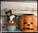 Bull Dog Halloween doll container ghost Folk Art Pumpkin Jack o lantern