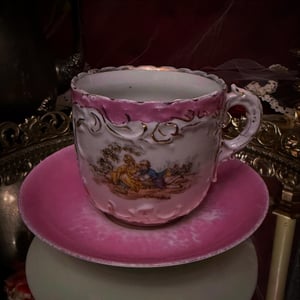 Image of Mustache Cup & Saucer w/ Brass Stand