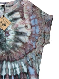 Image 5 of M 100% Cotton Short T-Shirt Dress with Pockets in Stormy Sky Spiral Ice Dye