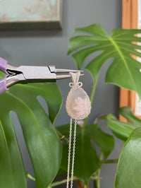 Image 3 of Silver Flower Agate Teardrop Crystal Necklace