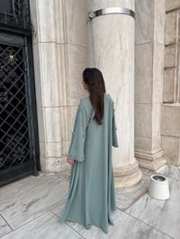 Image 2 of Flower sleeve abaya Green