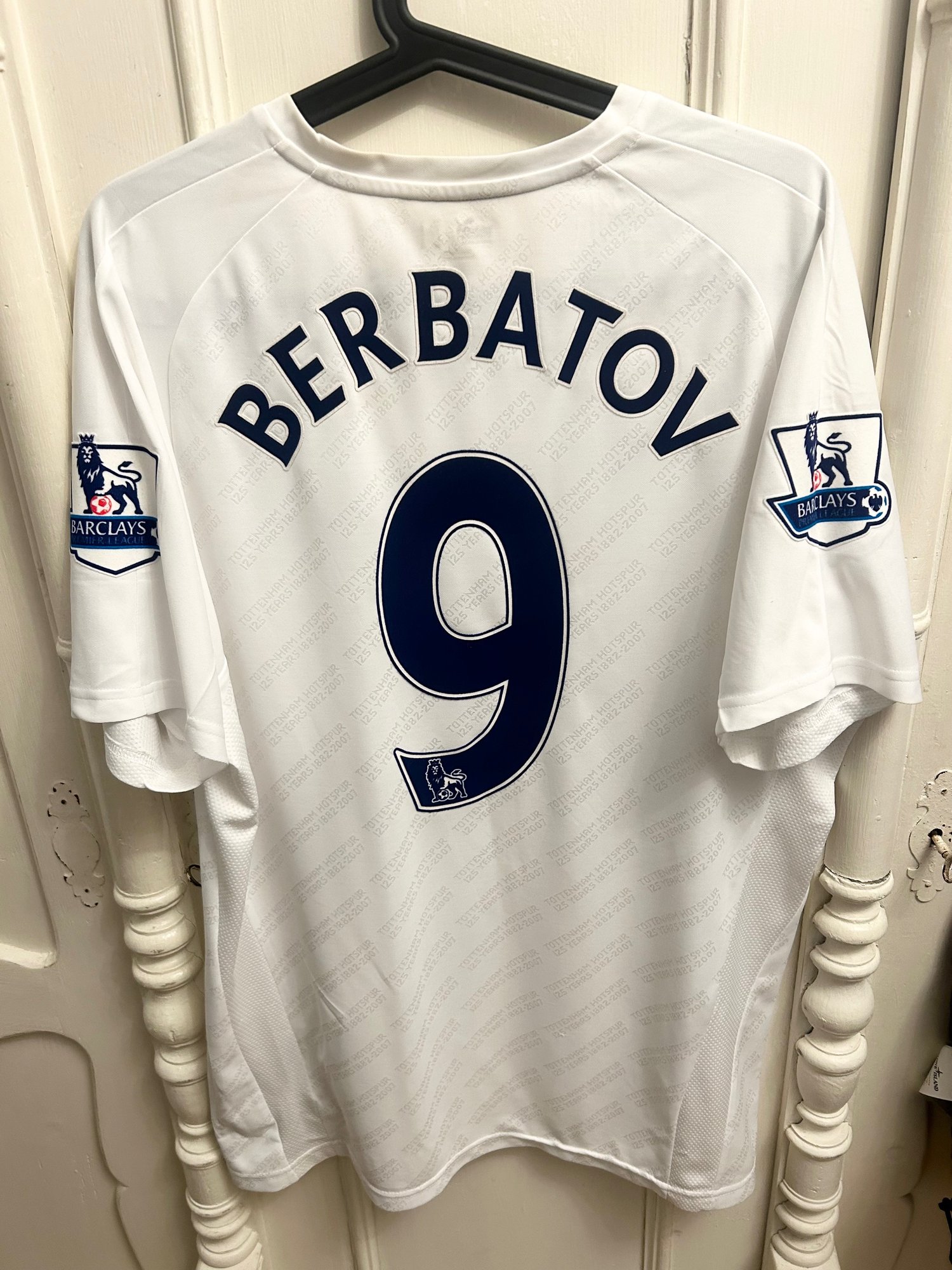 Image of Tottenham Hotspur “BERBATOV 9” 2007/08 125 YRS Home Shirt + PL patches (L)