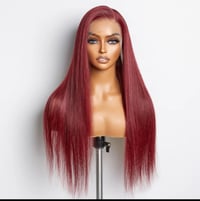 Image 1 of Radiant Red 13×4 Burgundy Straight Lace Wig – 150% Density – Virgin Human Hair